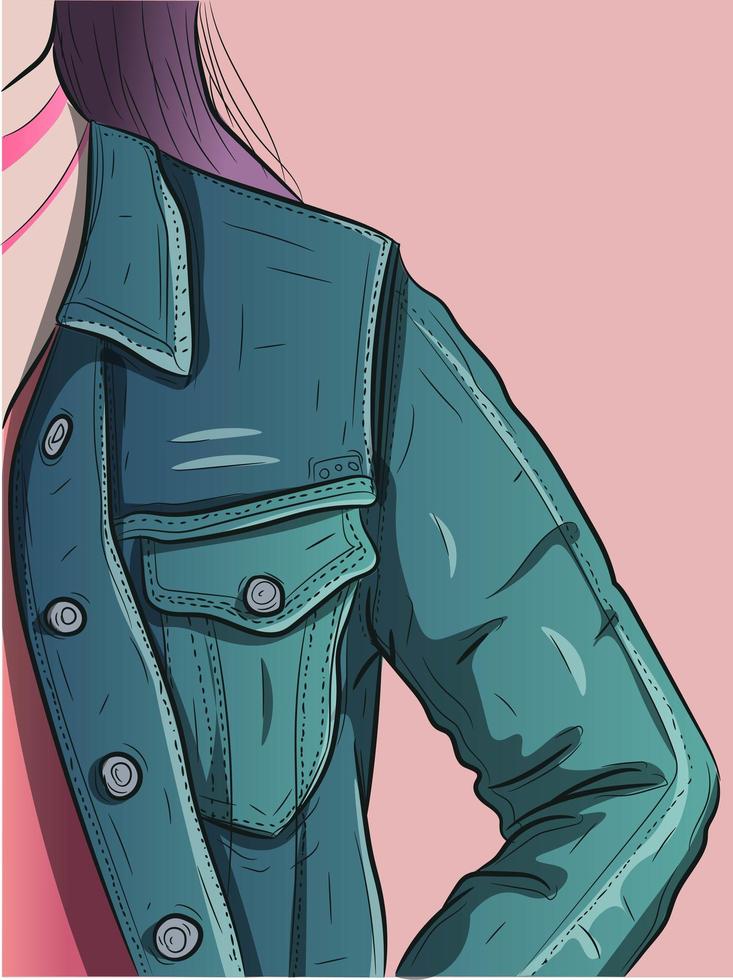 Close Up Image of a Woman in Denim Jacket vector