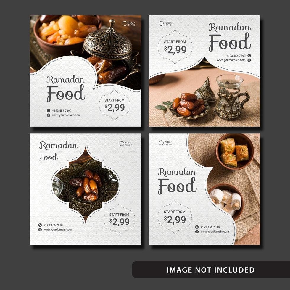 Ramadan Food Social  Media Post Template Set vector