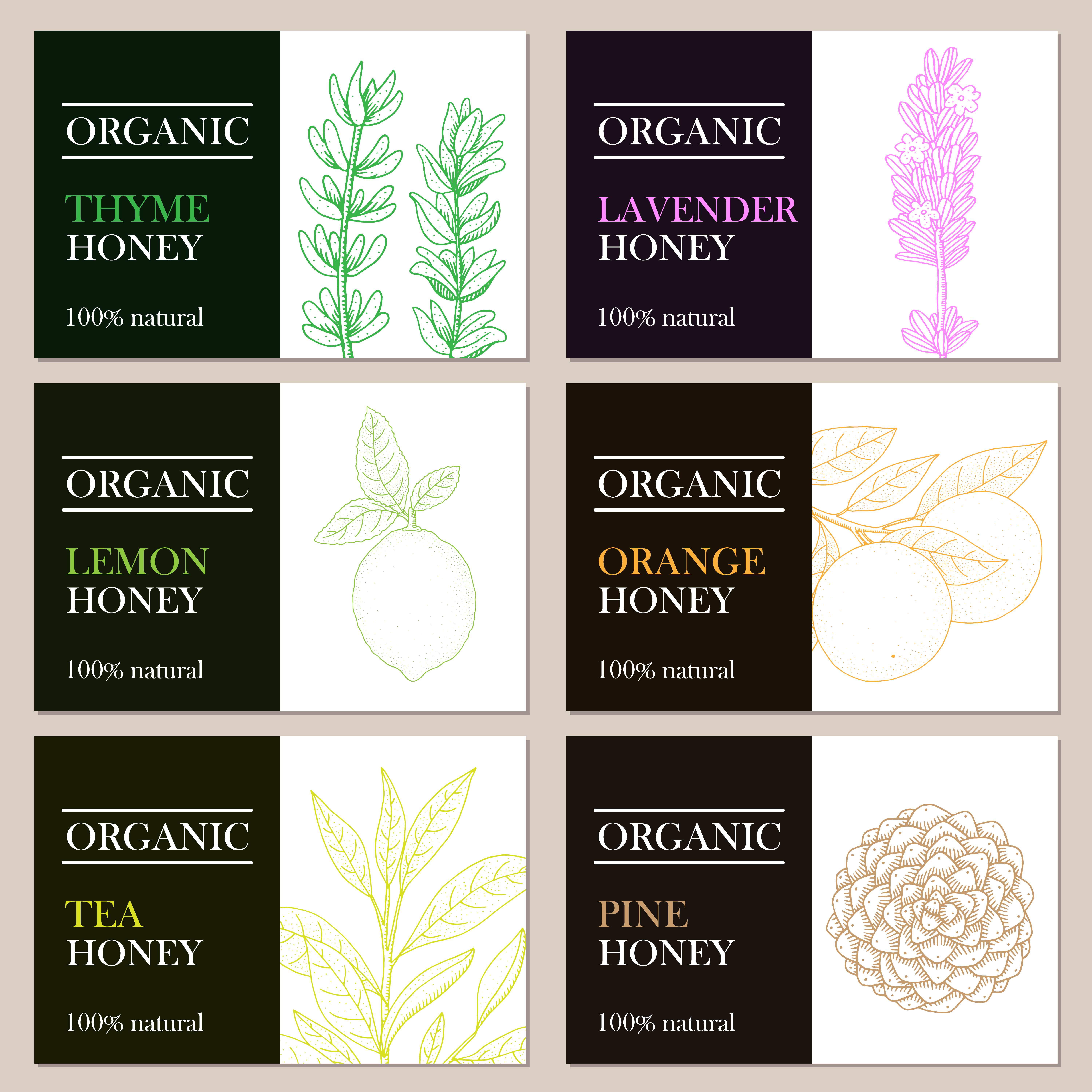 Honey Vintage Labels Set 955277 Vector Art at Vecteezy