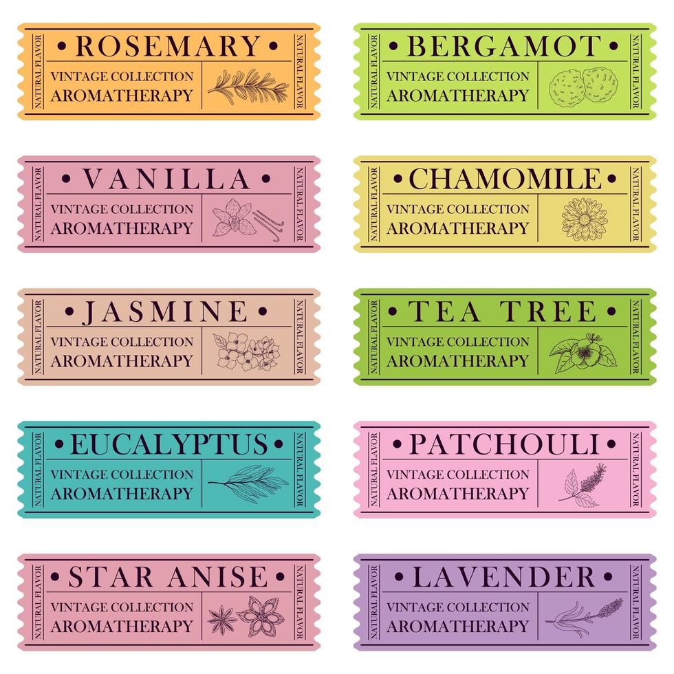 Aromatherapy Set of Vintage Labels vector