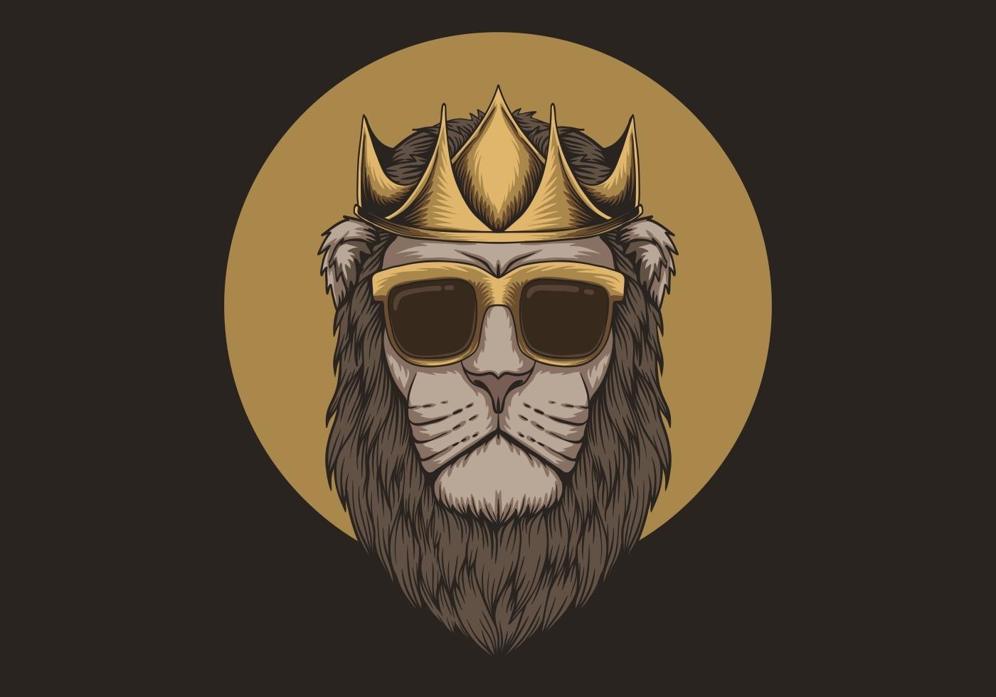 León con corona ilustración vector