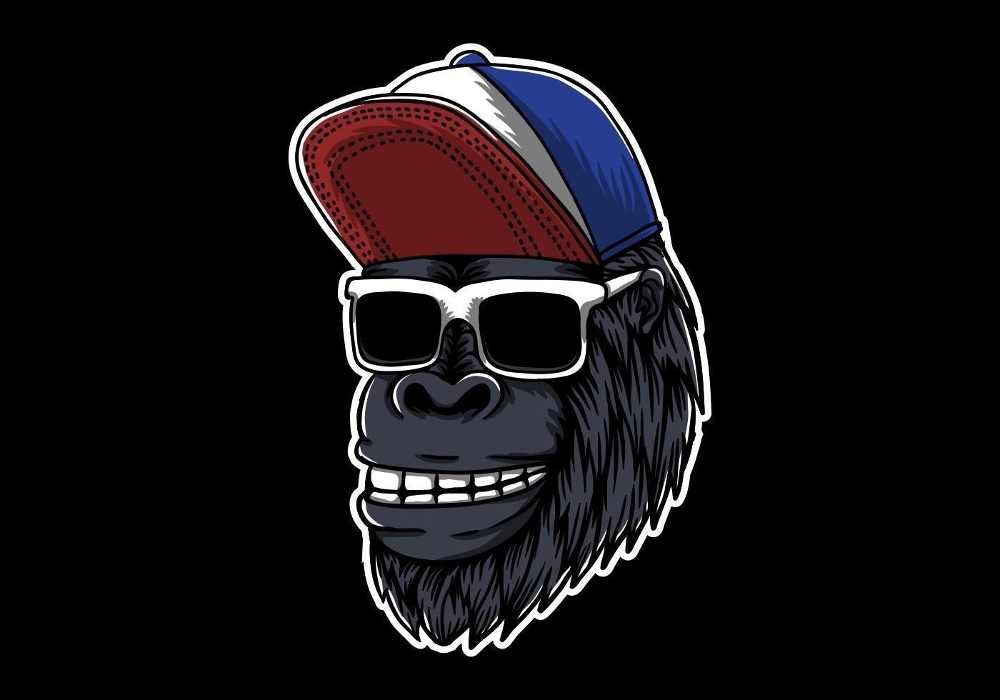 Gorilla Head Wearing Sunglasses Illustration vector