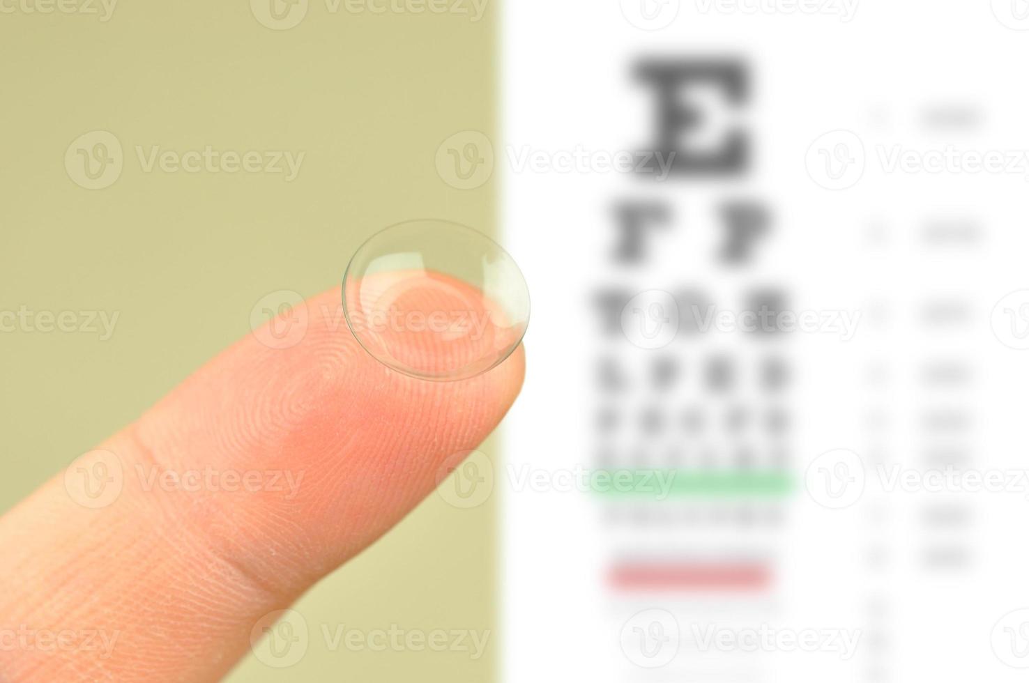 lentes de contacto y tabla de prueba ocular foto