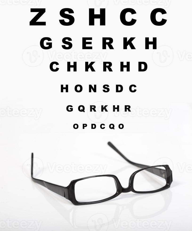 Eye glasses and test chart photo