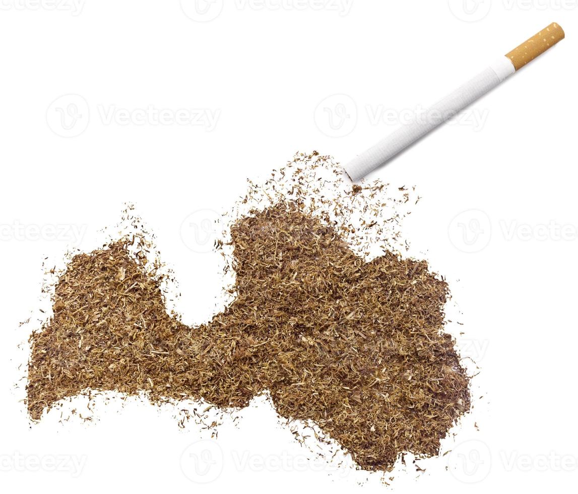 Cigarette and tobacco shaped as Latvia (series) photo