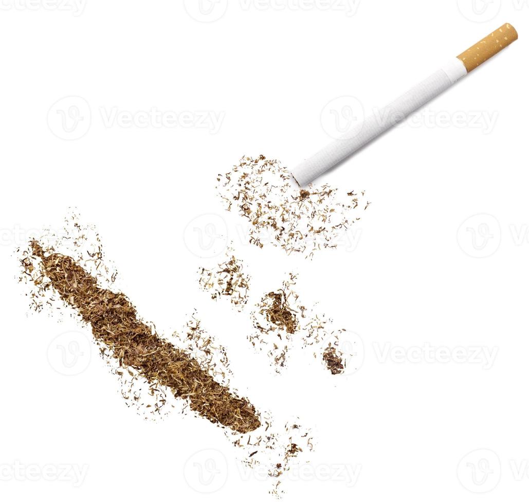 cigarrillo y tabaco con forma de nueva caledonia (serie) foto