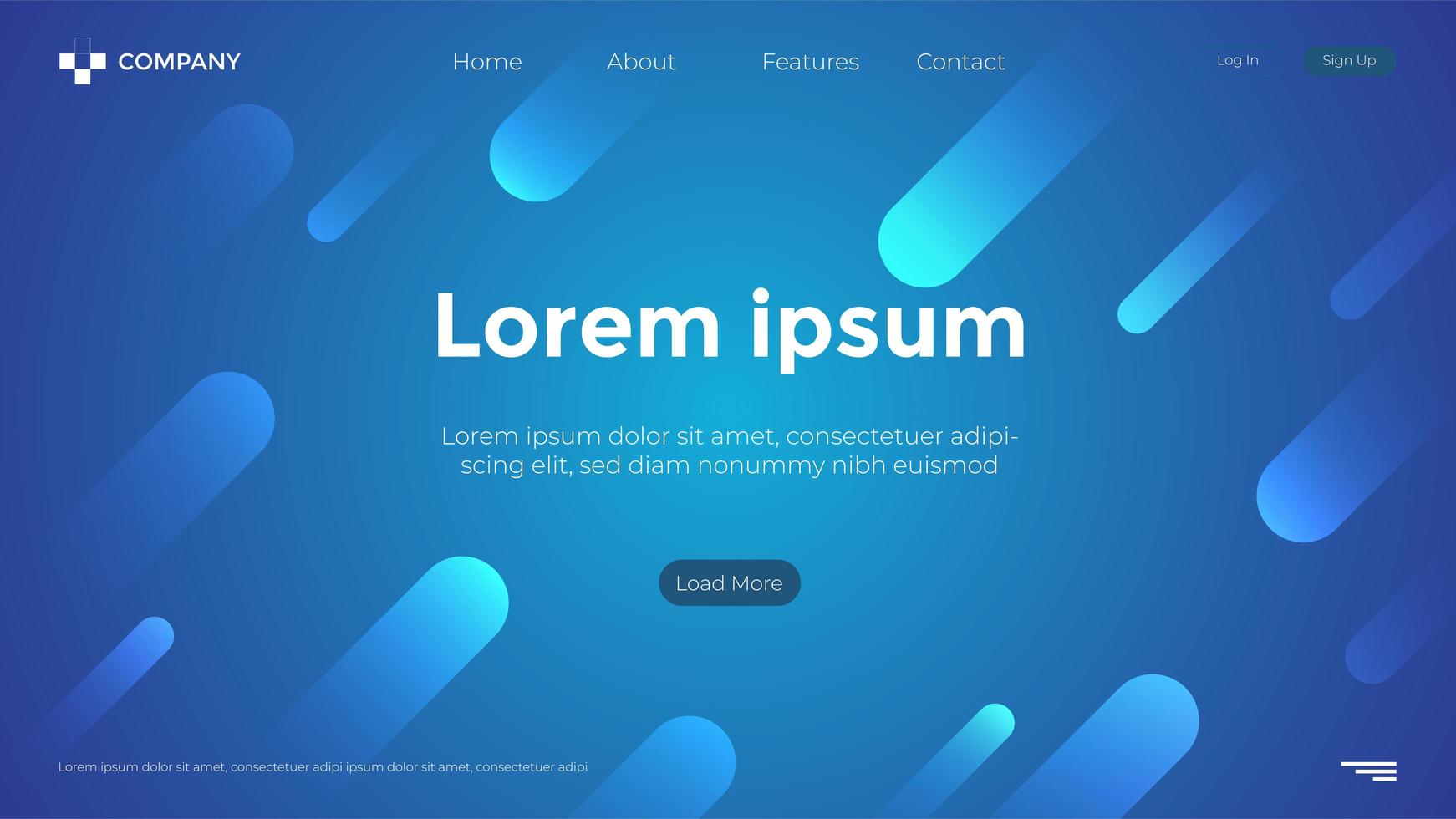 Blue Gradient Dynamic Rounded Shape Landing Page Template vector