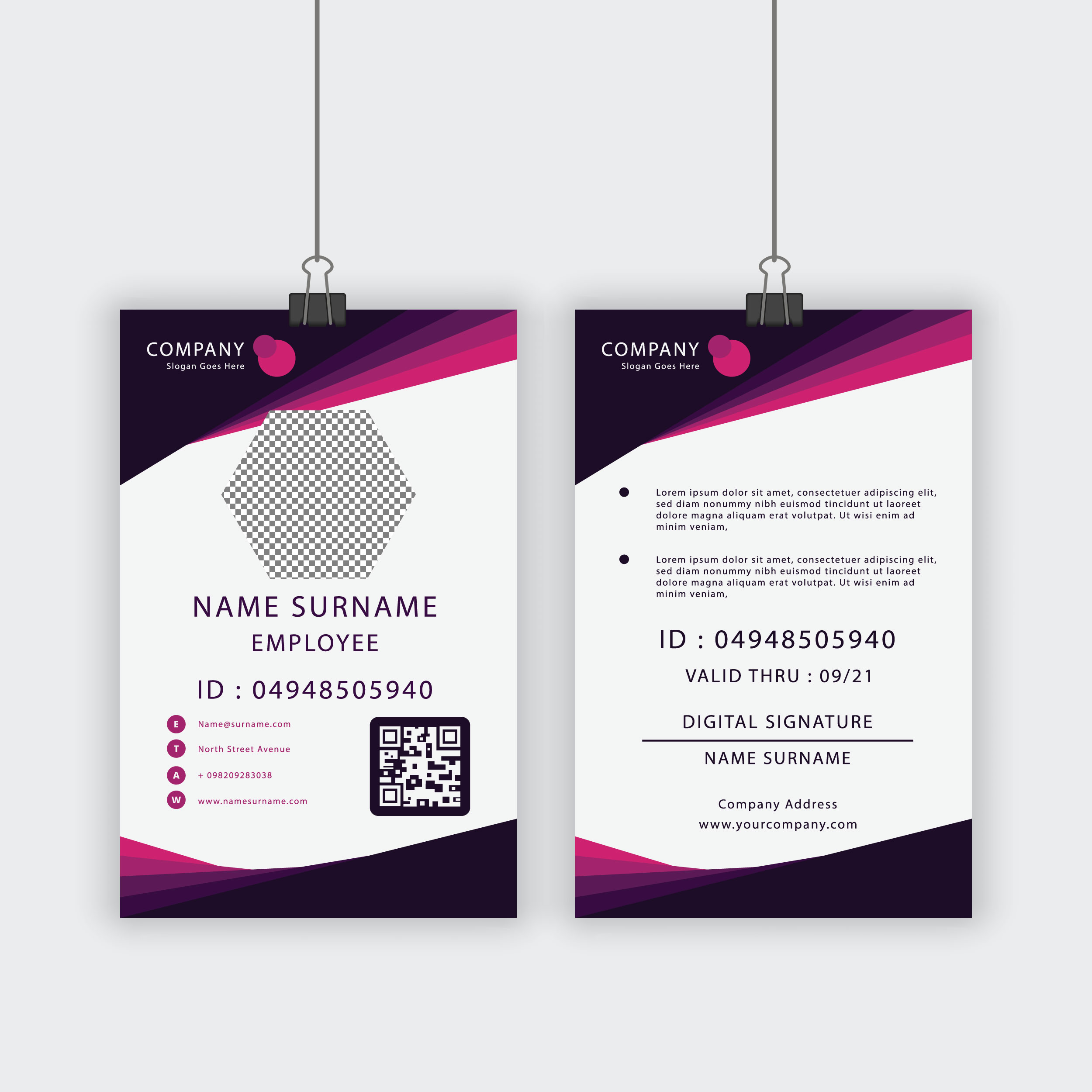 Purple Photo Id Card
