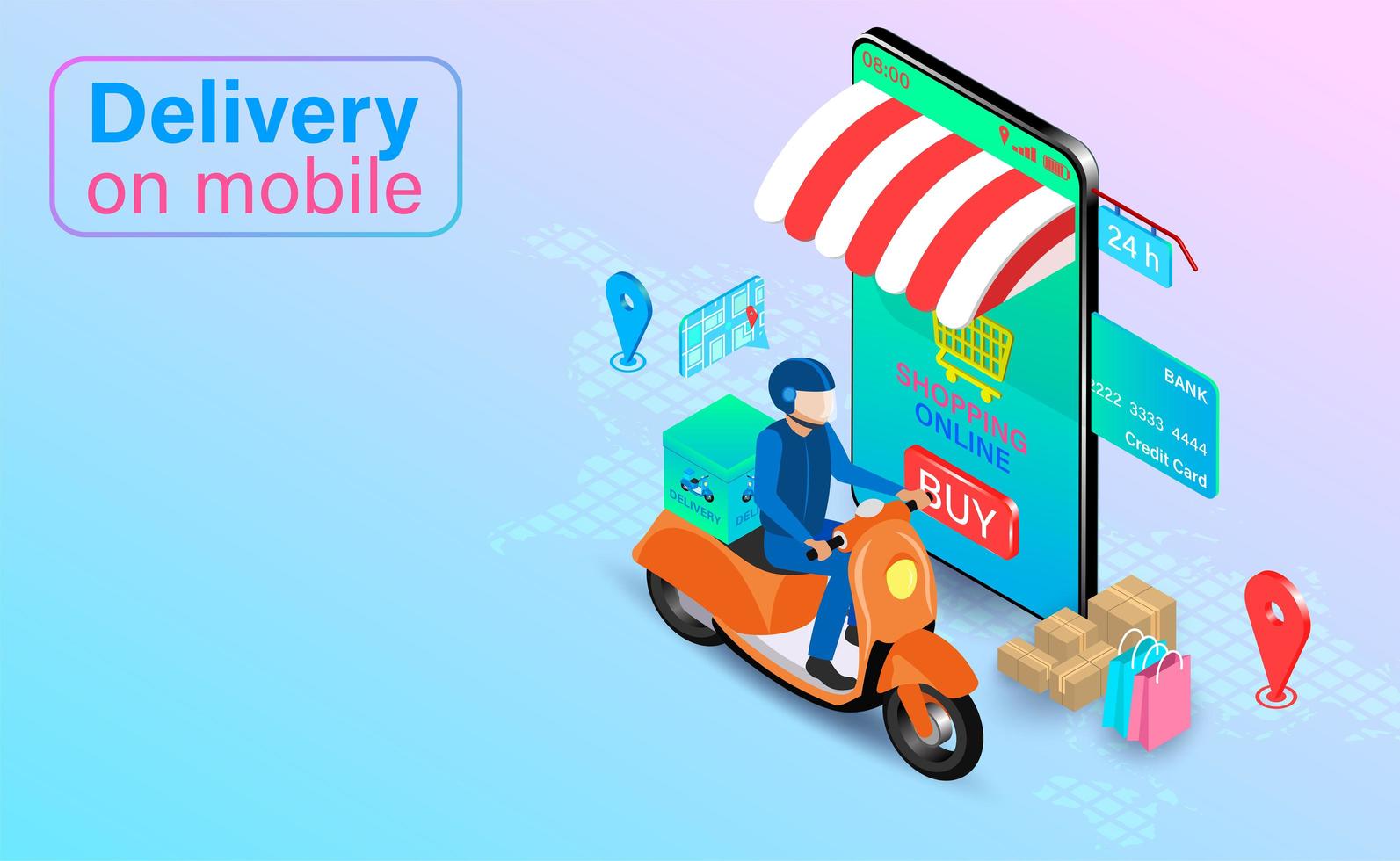 Mobile Phone Shop with Delivery Driver vector