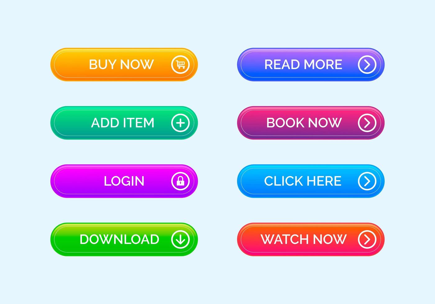 Modern Rounded Web Interface Buttons Set vector