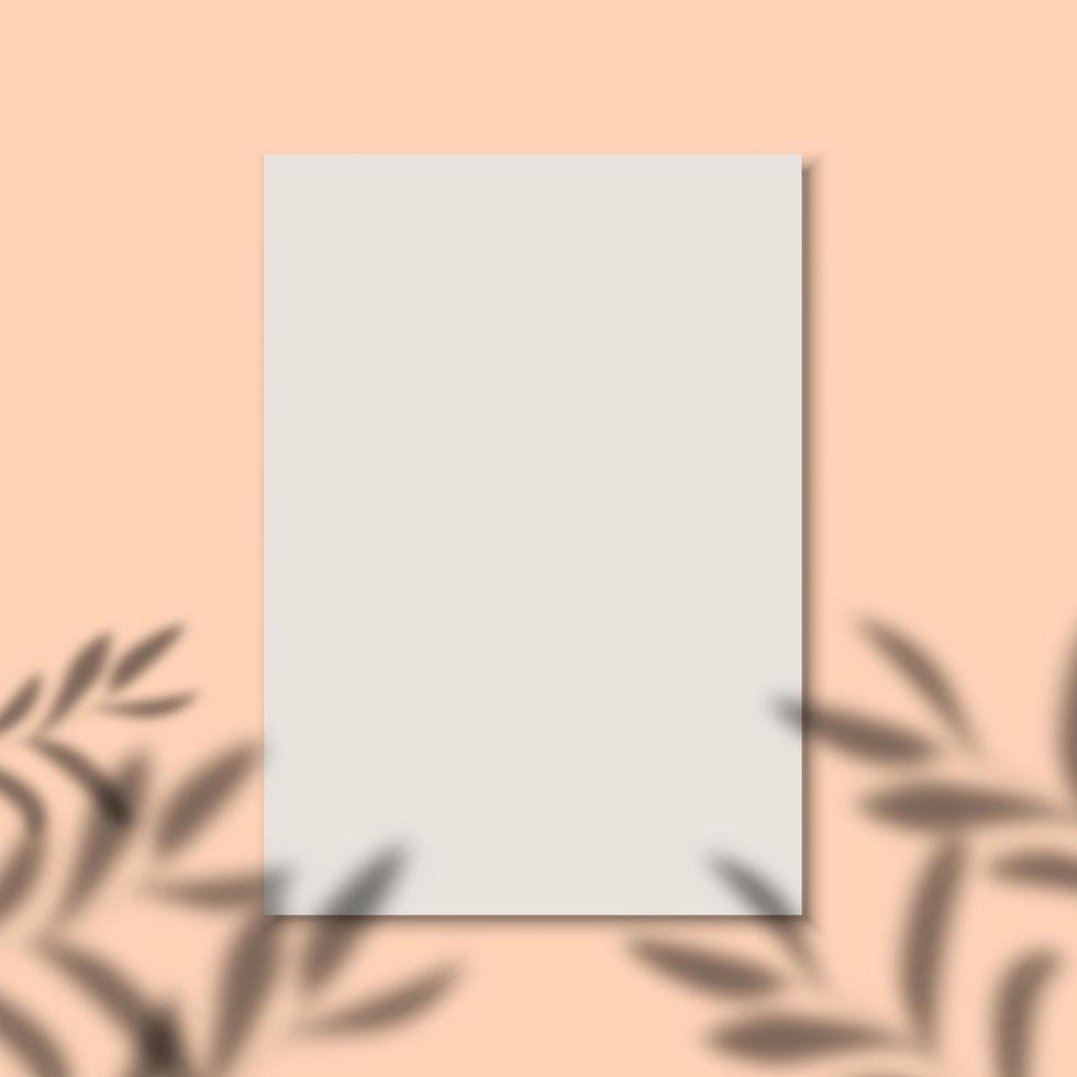 Libro blanco sobre fondo pastel con sombras de hojas vector