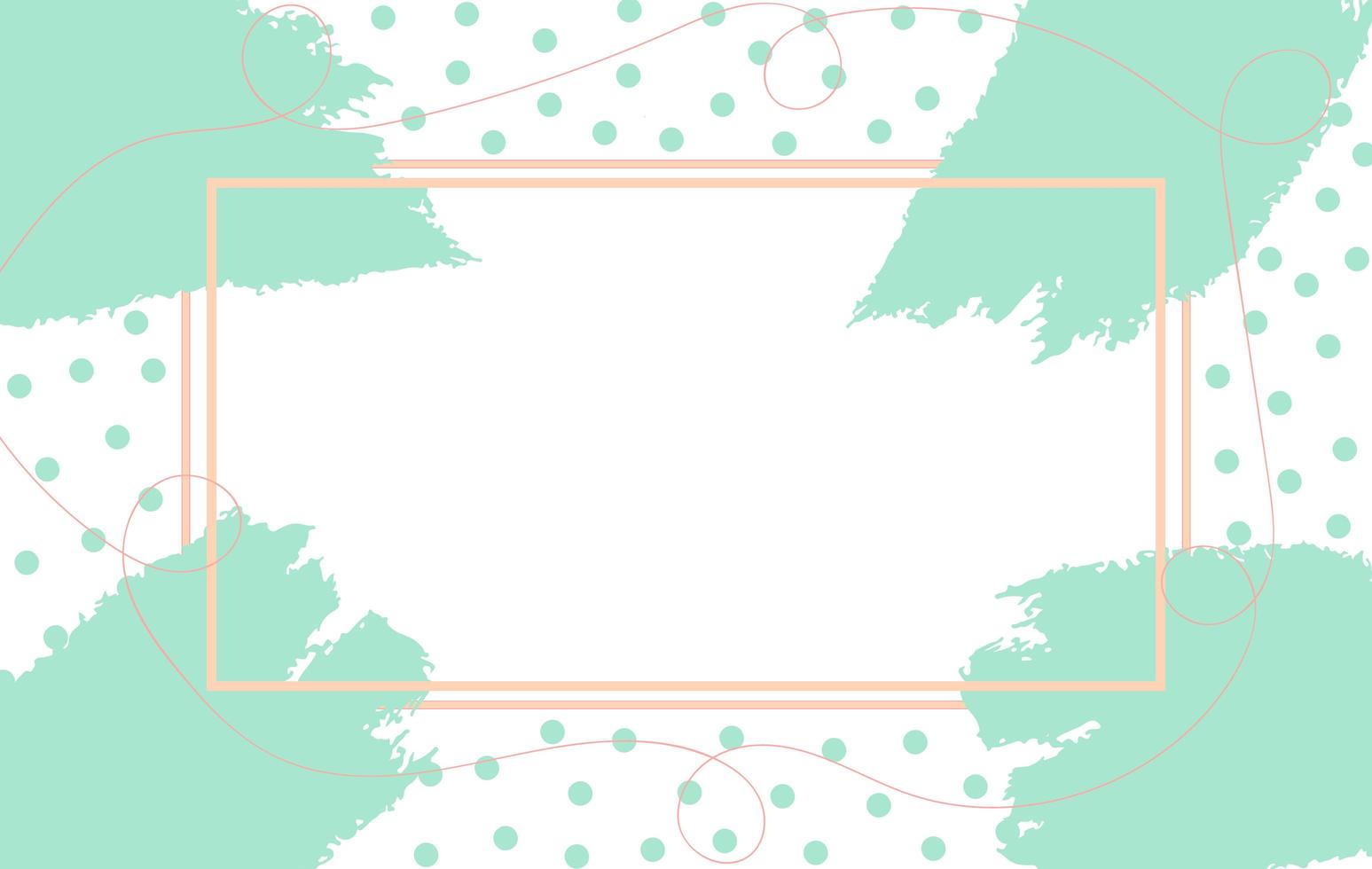 Mint Brushstrokes and Dots Around Pink Line Frame vector