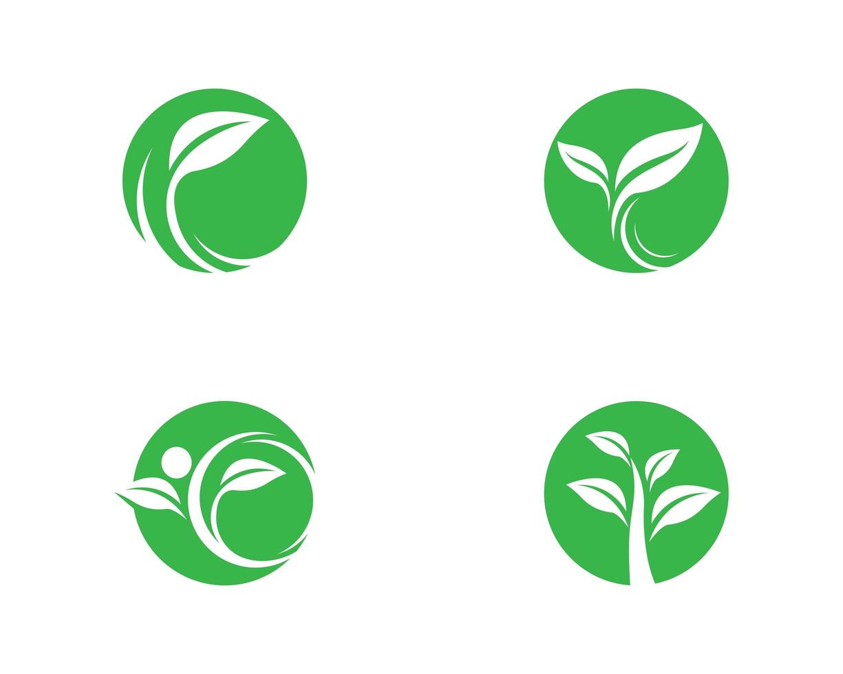 Green ecology logo set vector