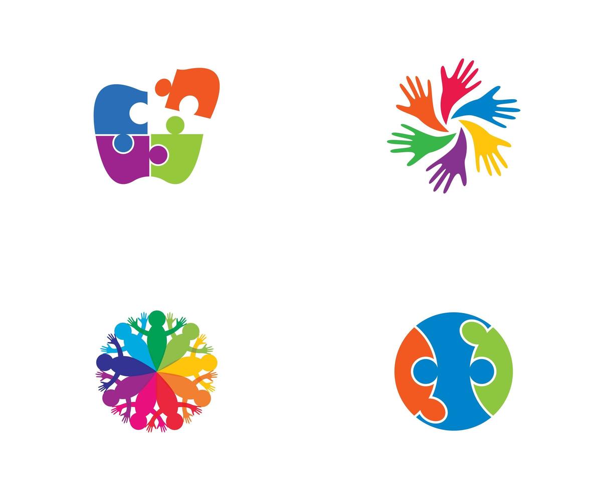 Connection to community logo set vector