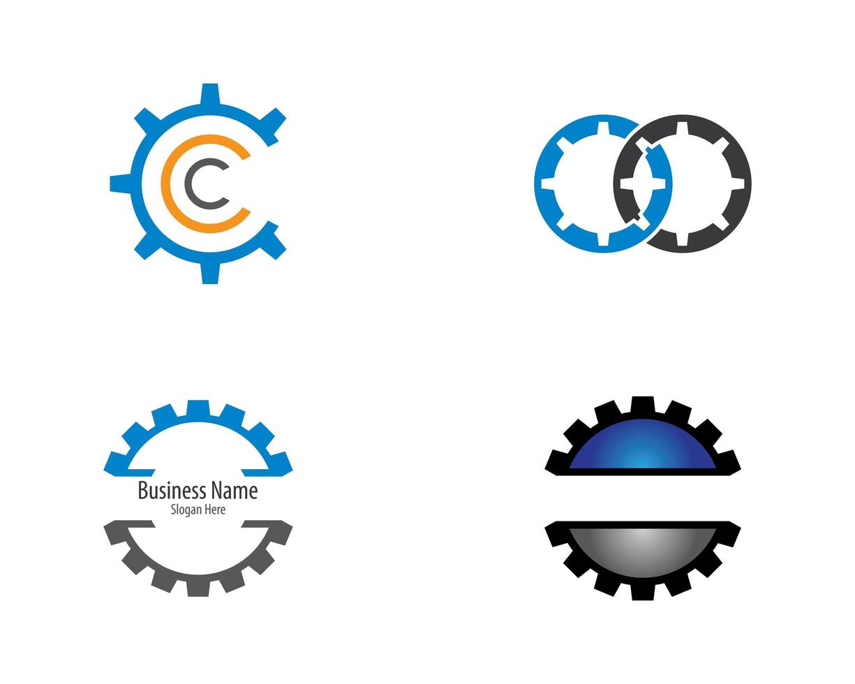 Gear part logo icon set vector