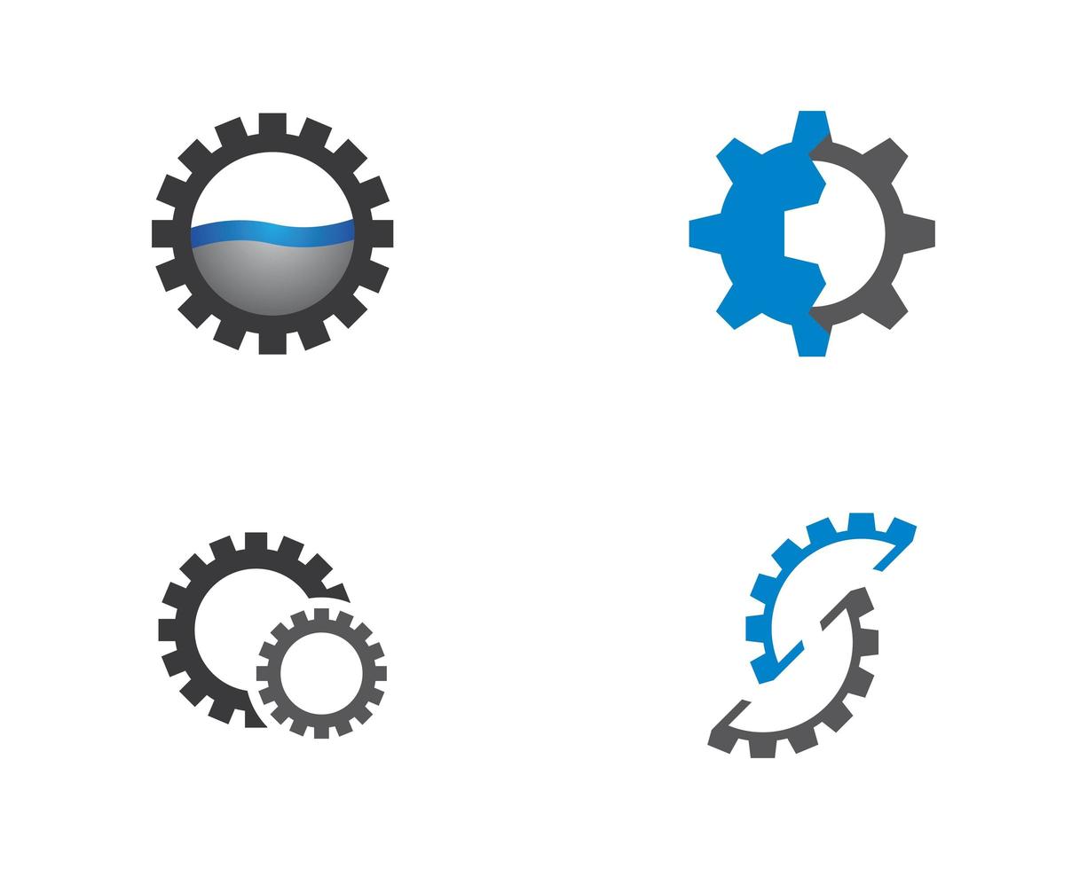 conjunto de iconos de logotipo de maquinaria de engranajes vector