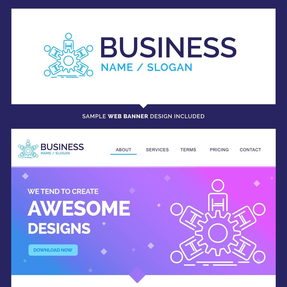  Teamwork Business Banner and Website Design vector