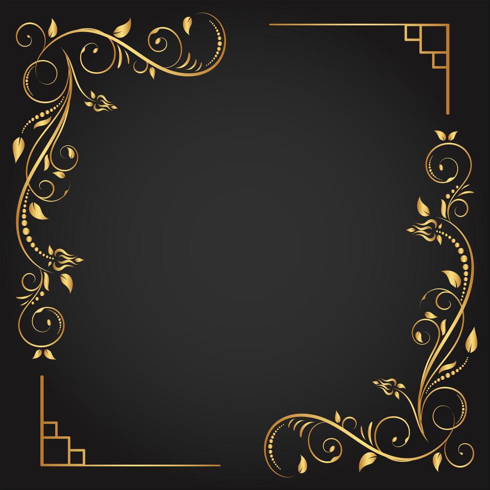 marco cuadrado de oro ornamental florecer cuadrado vector