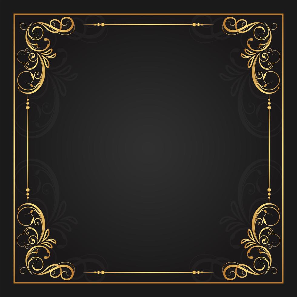 Gold Flourishes in Four Corners of Square Frame vector