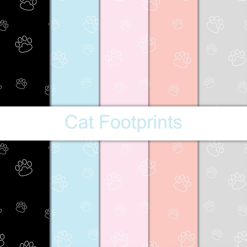 Outline Cat Footprints Pattern vector