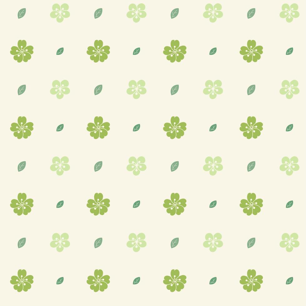 Pattern with Green Flowers on Cream Background vector