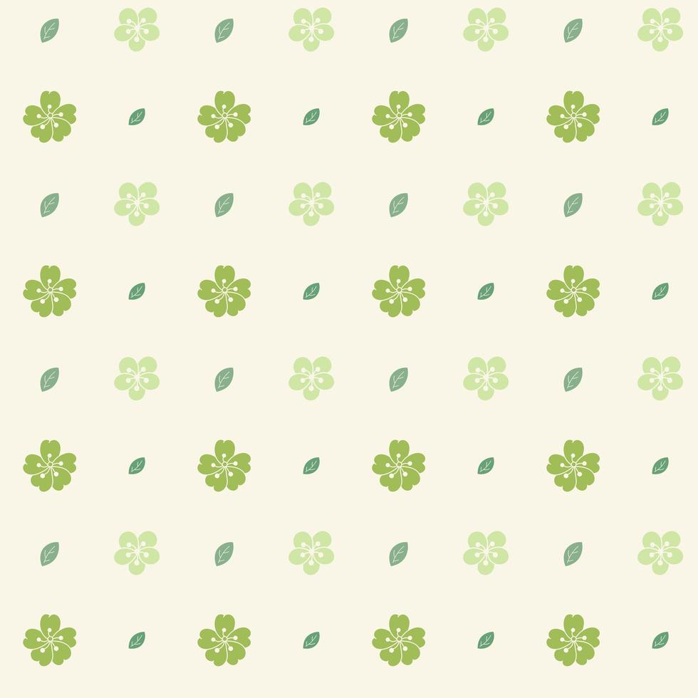 Pattern with Green Flowers on Cream Background vector