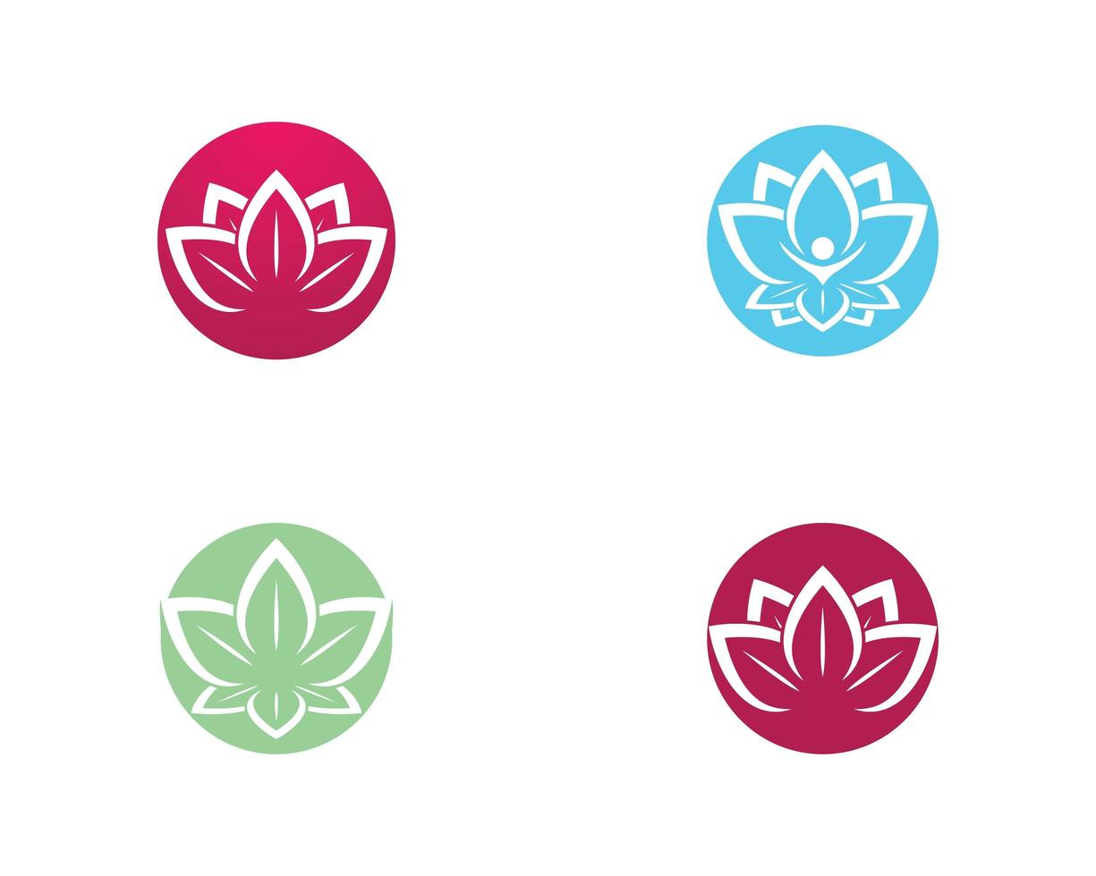 Lotus Flower in Circles Icon Set vector