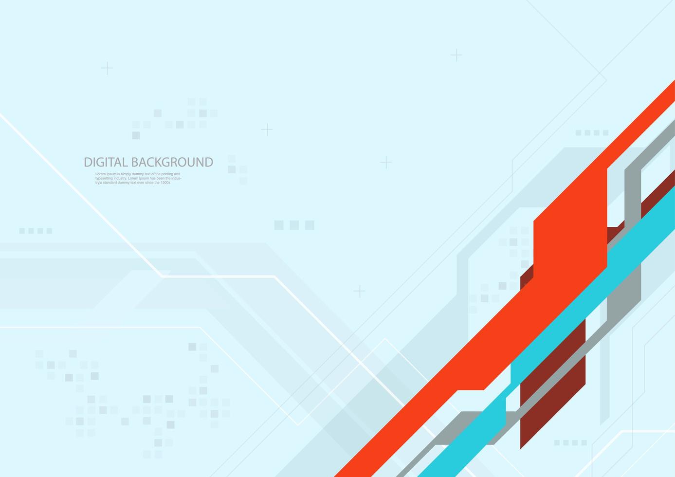 Digital Technology Orange and Blue Design vector