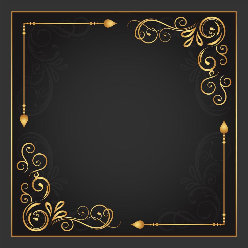 Vintage Gold Flourish in Two Corners Frame vector