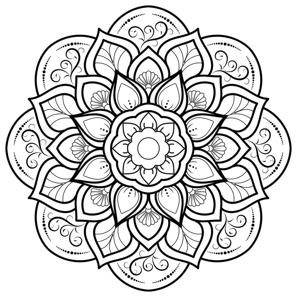 Circular Flower Mandala on White vector