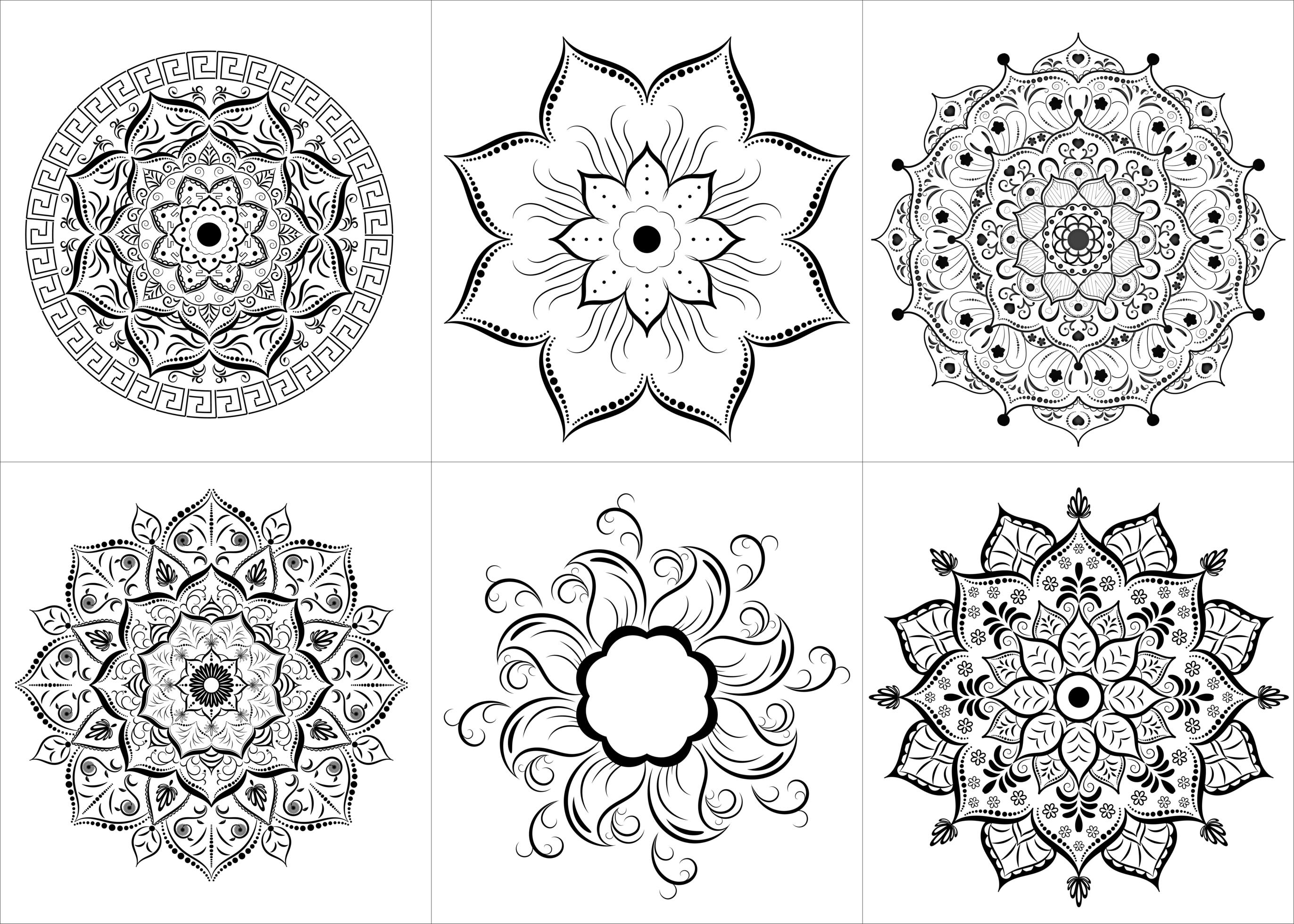 Black Outline Flower Mandala Set 957760 Vector Art at Vecteezy