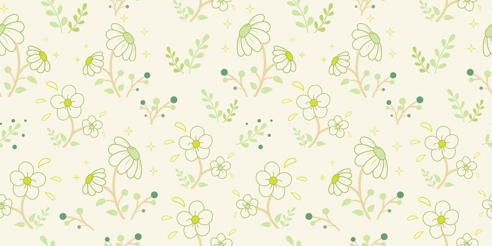 White Flowers with Green Buds Pattern vector