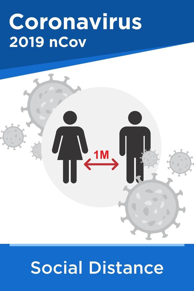 Social Distancing Poster with Male and Female Symbols vector