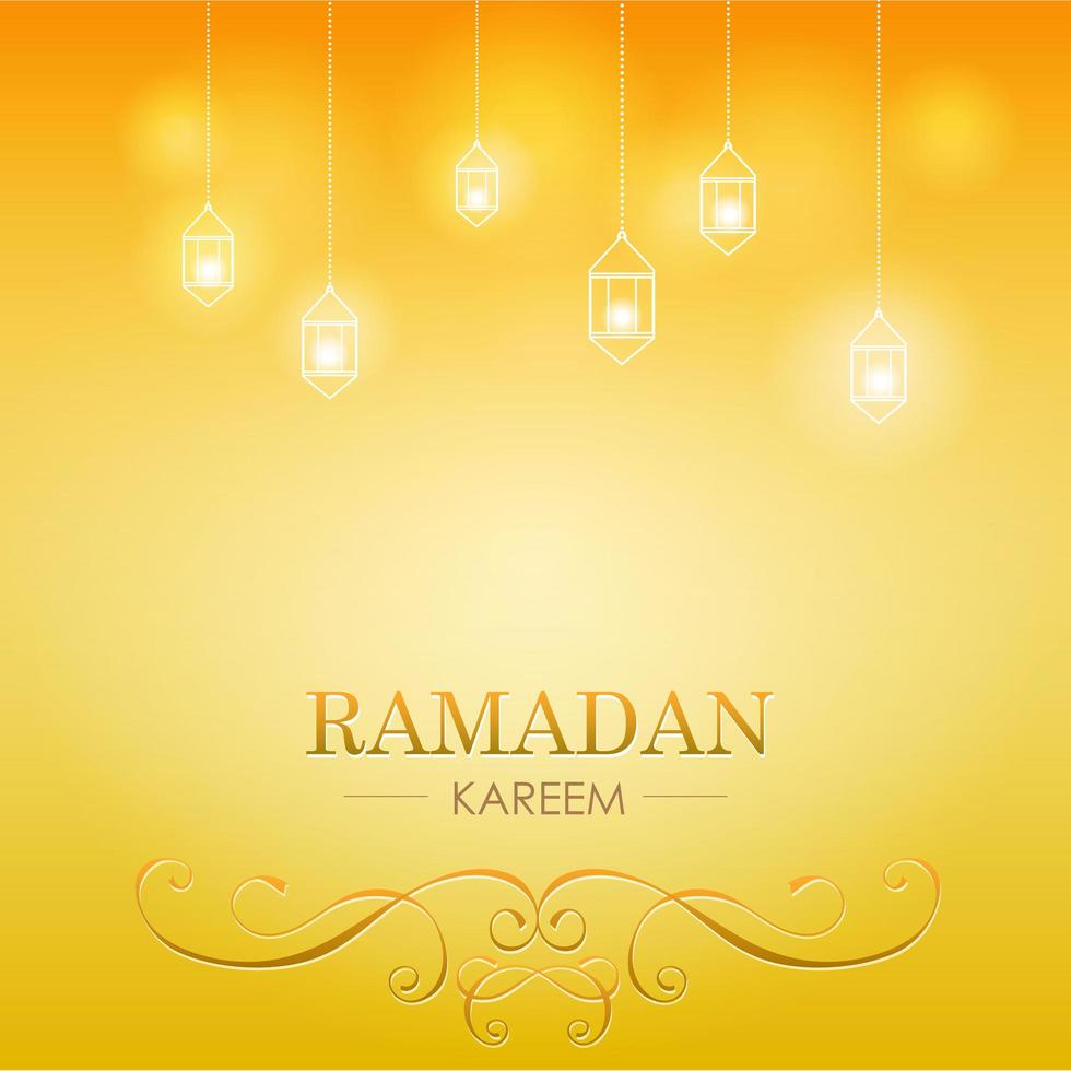 Ramadan Kareem Glowing Lantern Gradient Card vector
