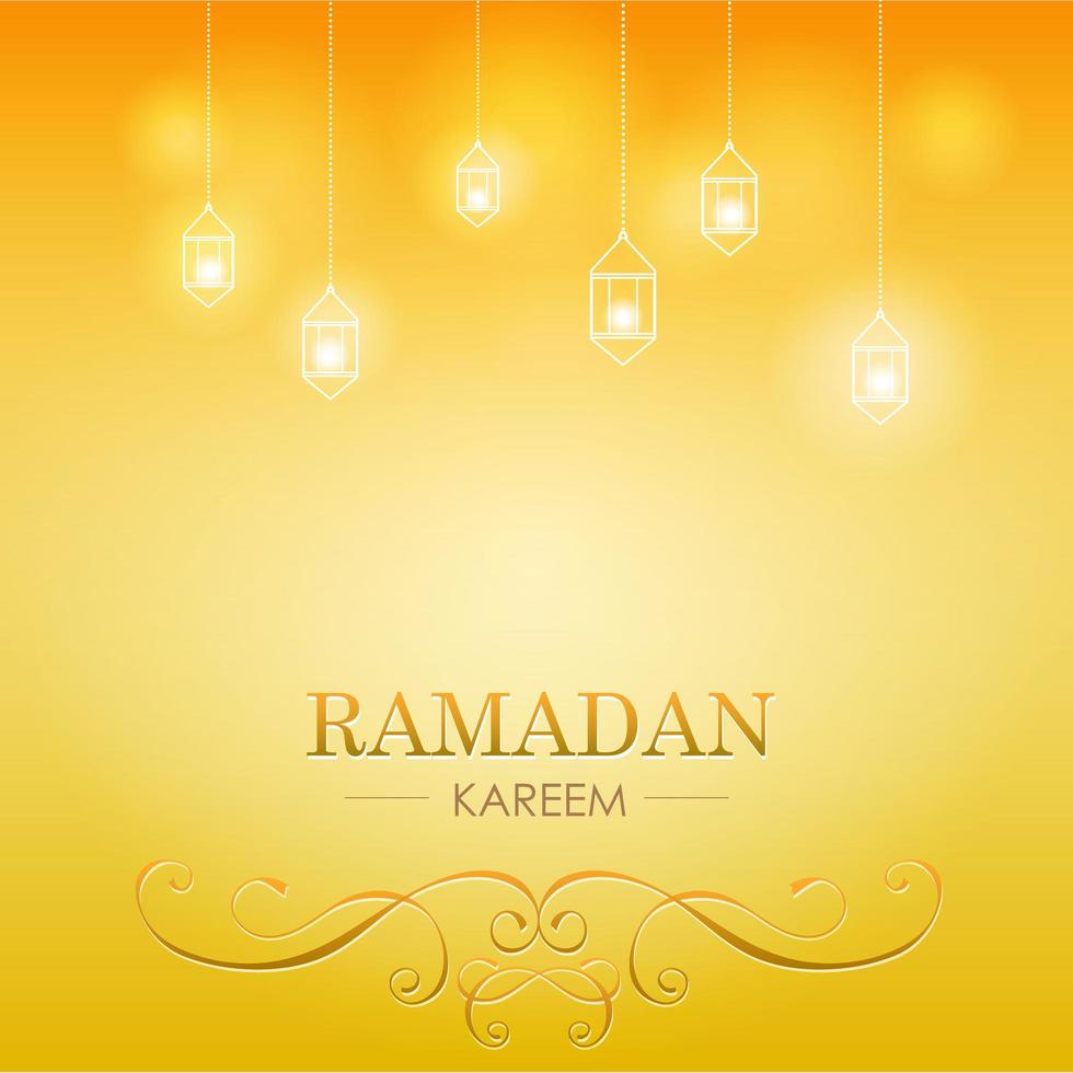 tarjeta de gradiente de linterna brillante de Ramadán Kareem vector