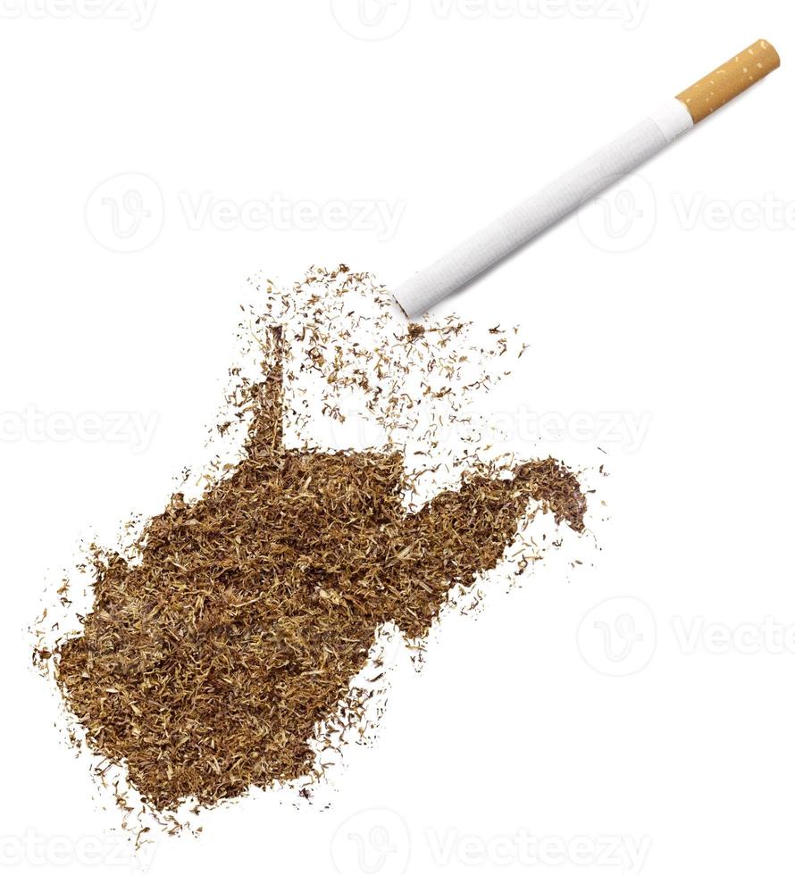 Cigarette and tobacco shaped as West Virginia (series) photo
