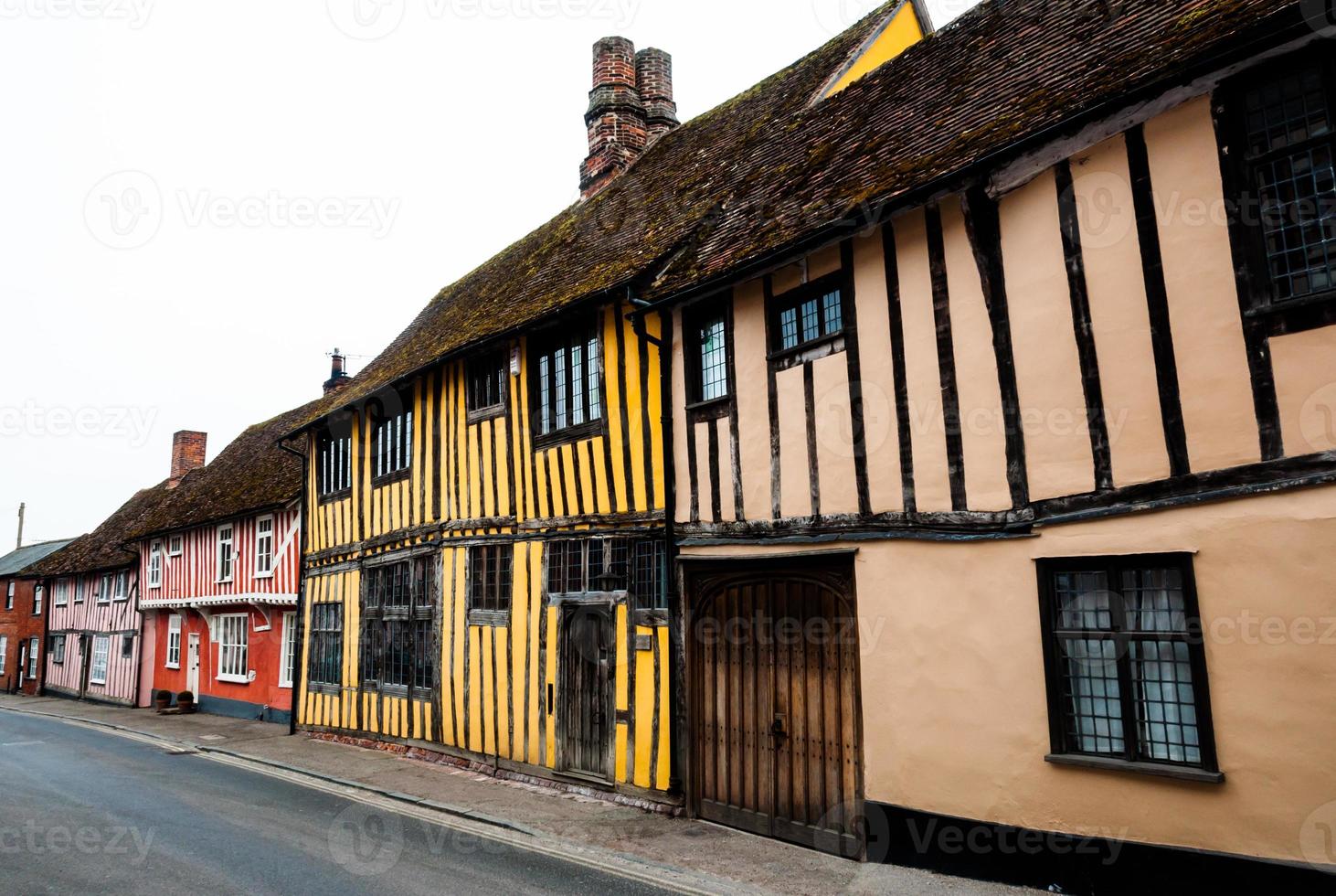 Row of timber framed cottages in Lavenham photo