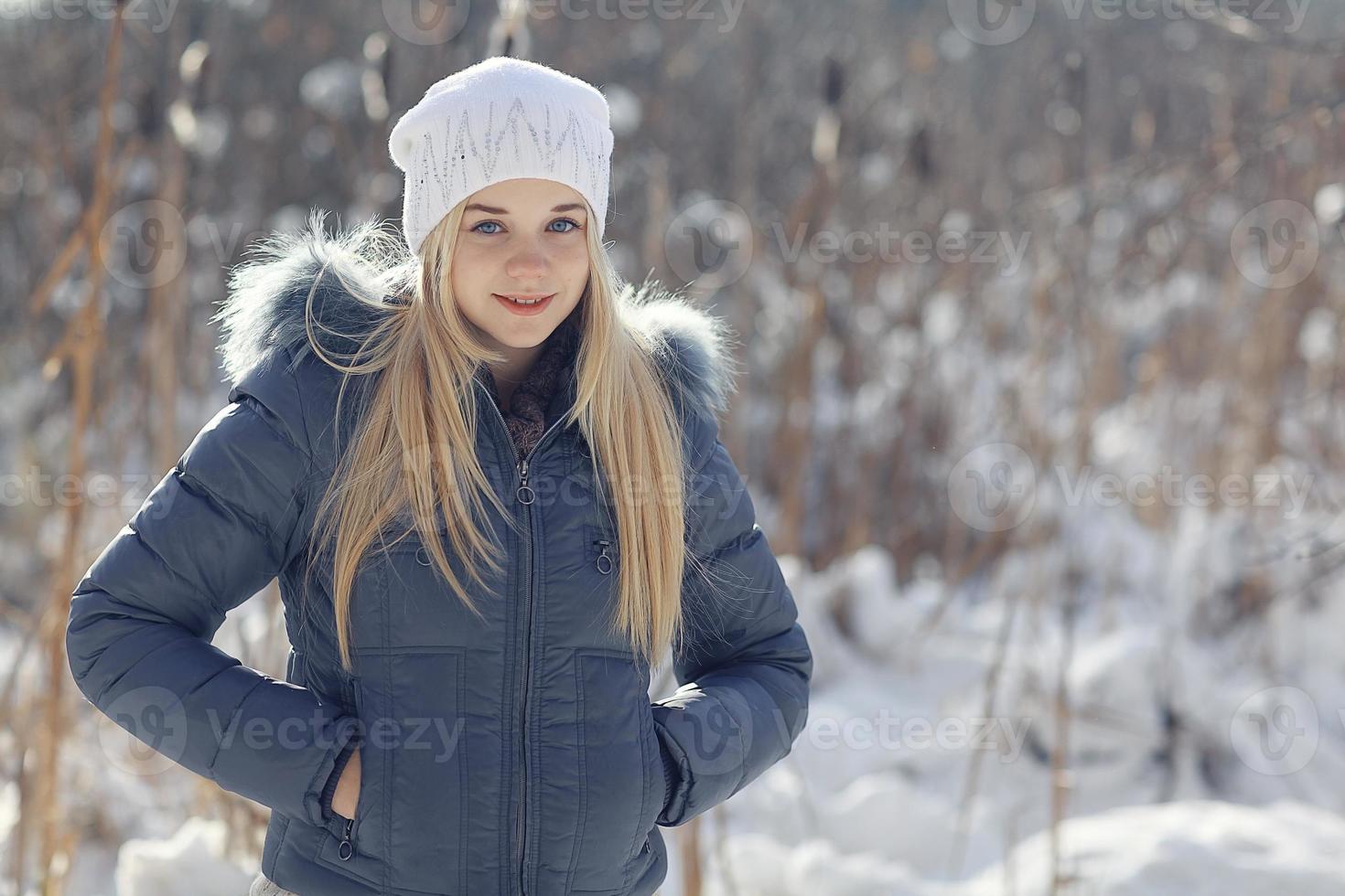 winter portrait of a cute blonde teen 958635 Stock Photo at Vecteezy
