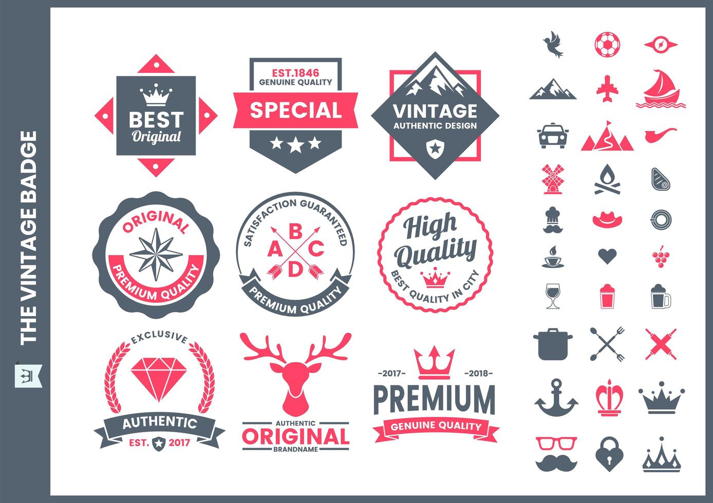 colección de insignias retro premium vector