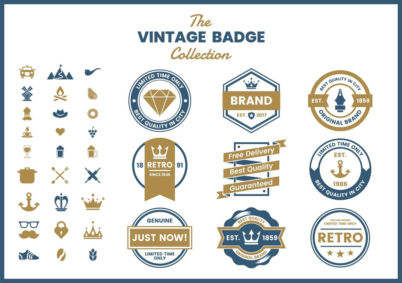 Classic Retro Badge Element Set vector