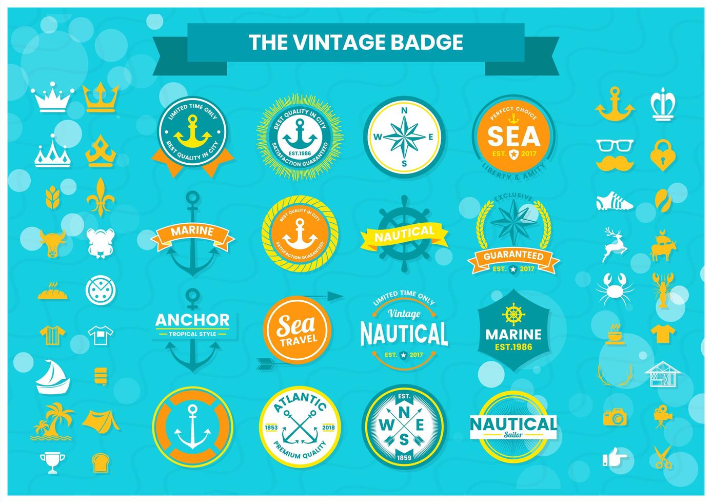 Nautical badge set vector