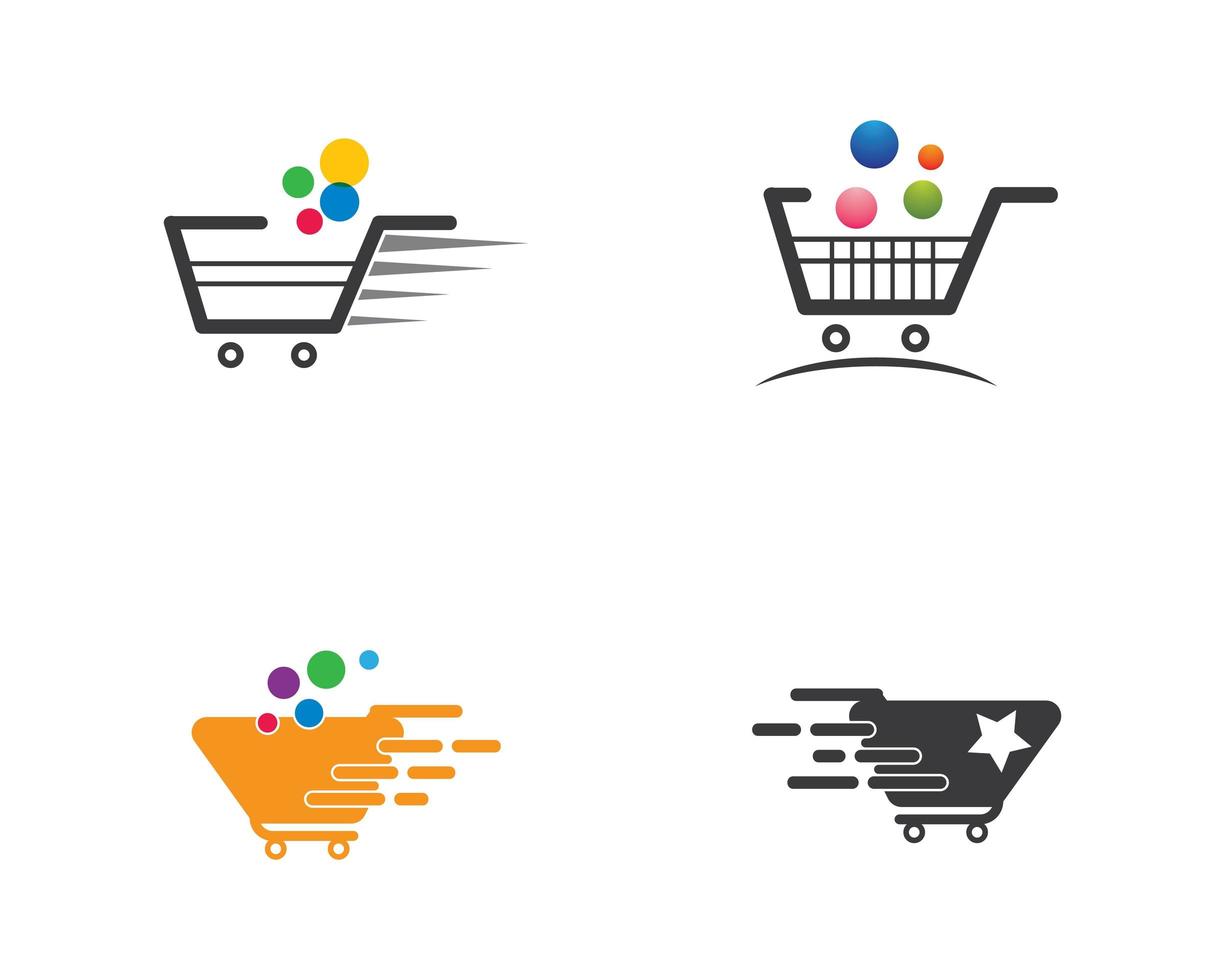 Shopping cart logo template set vector