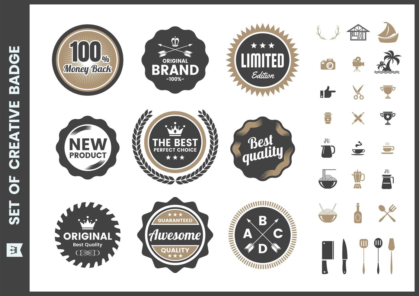 Quality retro badge set vector