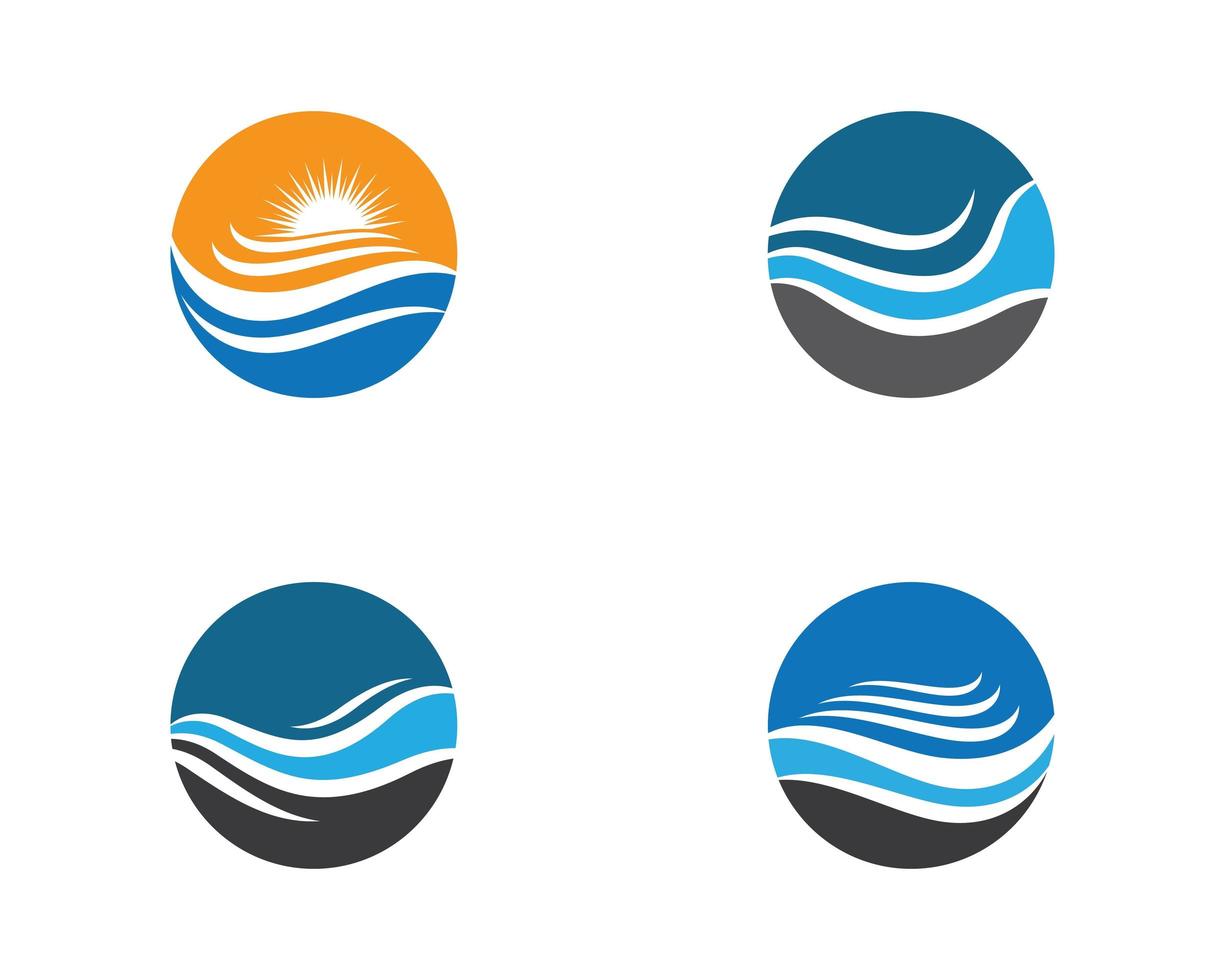 Water wave logo set vector