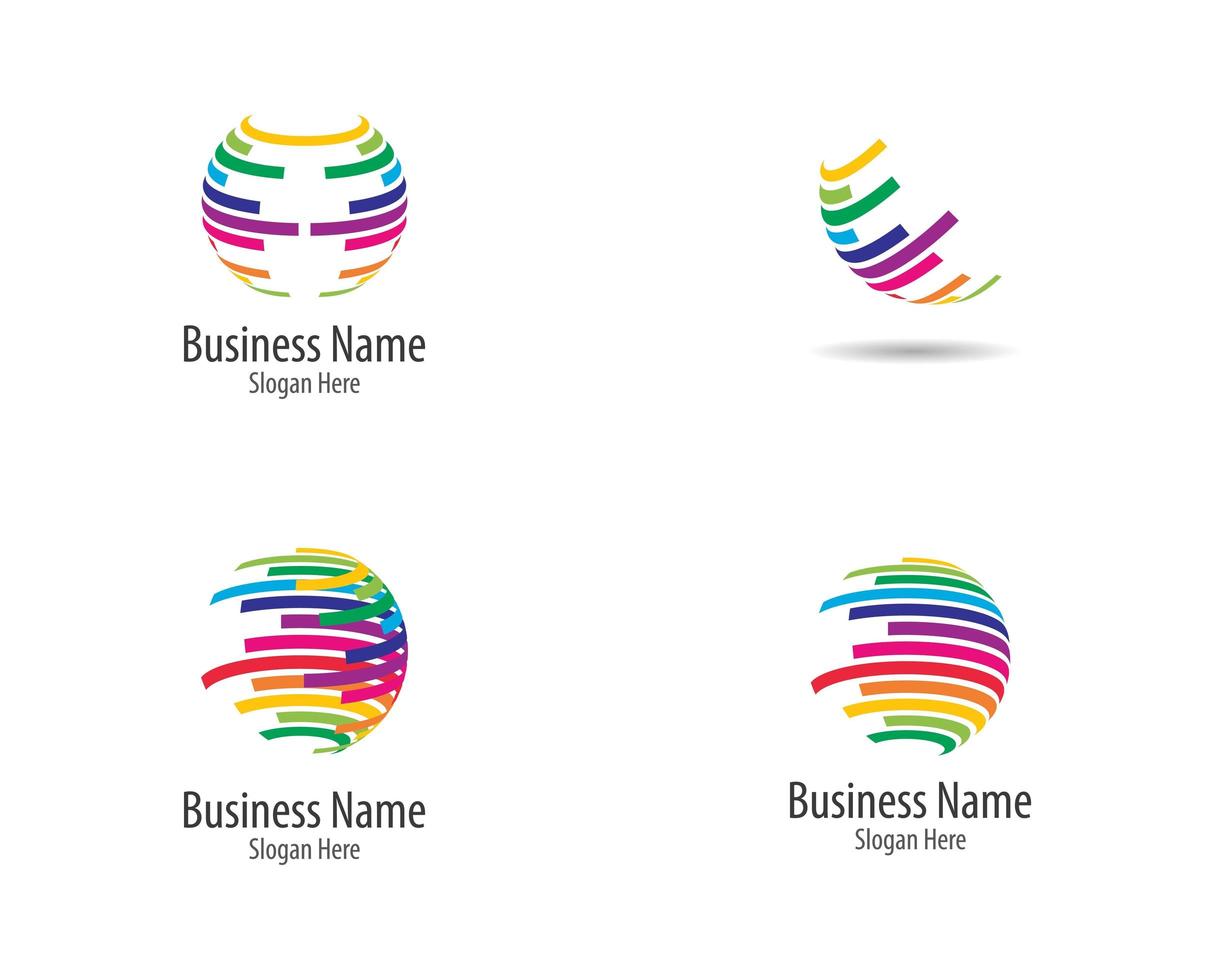 Wire rainbow world logo template set vector