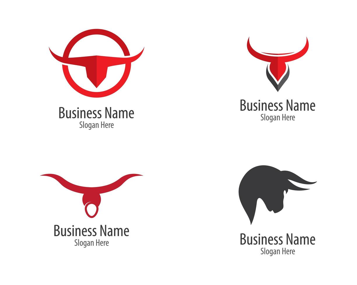 Bull simple logo set vector