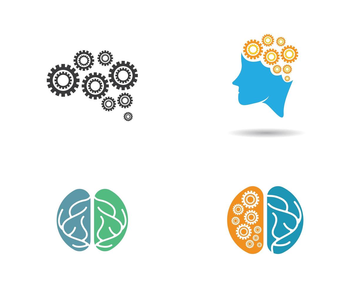 Brain logo template set vector