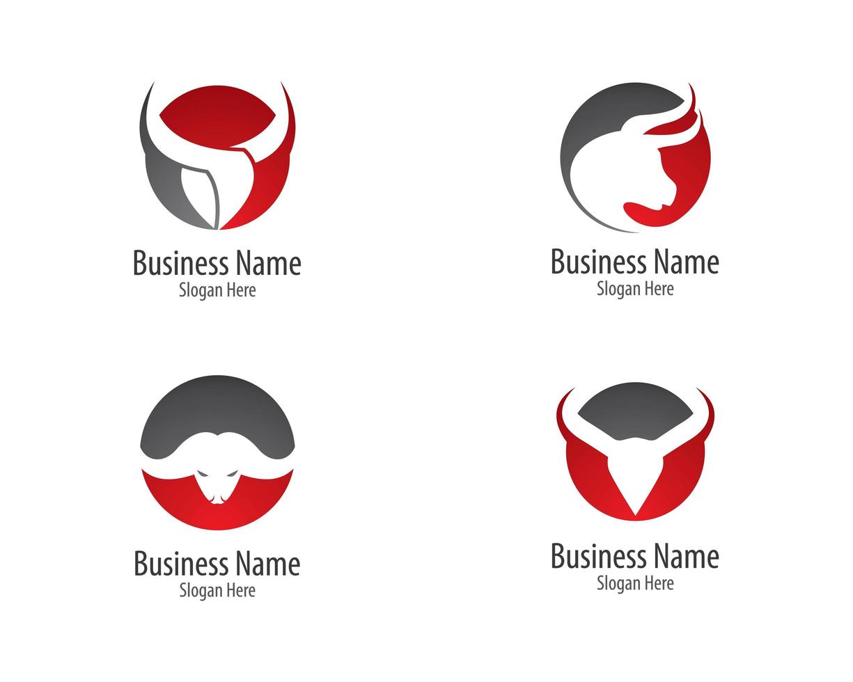 plantillas de logotipo de toro rojo y gris vector