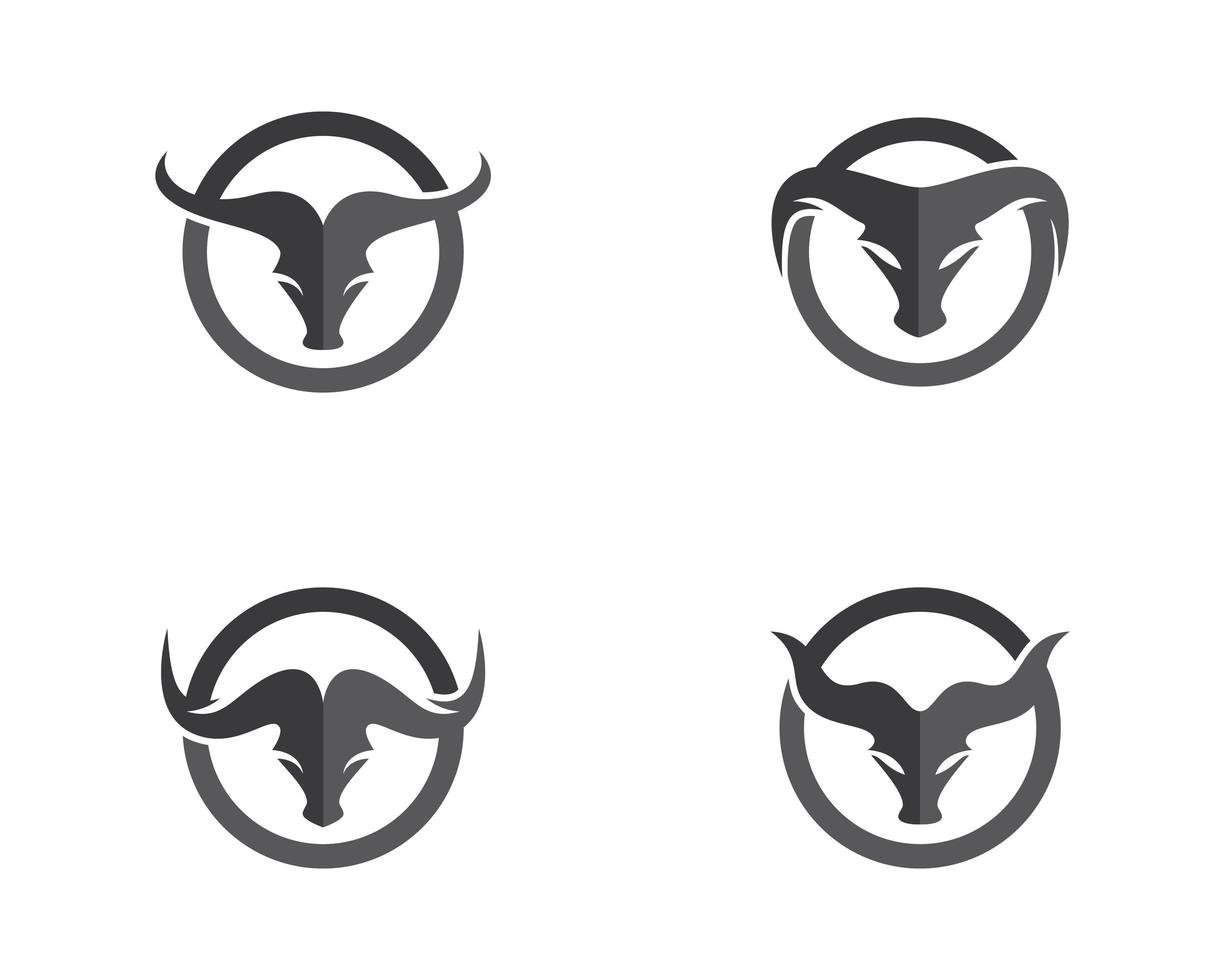 Bull black icon business logo template set vector