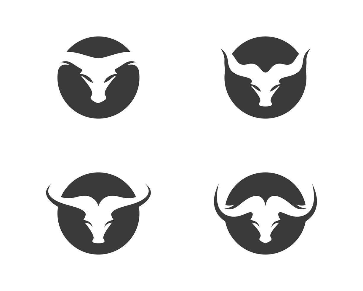 Black circle bull logo template set vector